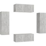 vidaXL 4-tlg. TV-Schrank-Set Betongrau Holzwerkstoff