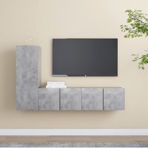 VidaXL 3-delige TV-meubelset Spaanplaat Betongrijs