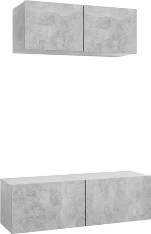 vidaXL 2-tlg. TV-Schrank-Set Betongrau Holzwerkstoff