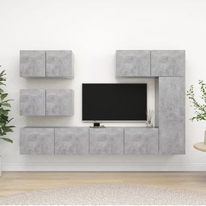 vidaXL 6-delige Tv-meubelset bewerkt hout betongrijs