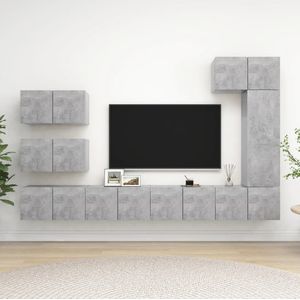 VidaXL 8-delige TV-meubelset Spaanplaat Betongrijs