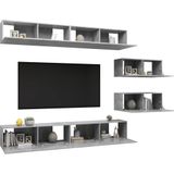 VidaXL 6-delige TV-meubelset Spaanplaat Betongrijs