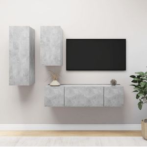 VidaXL 4-delige TV-meubelset Spaanplaat Betongrijs