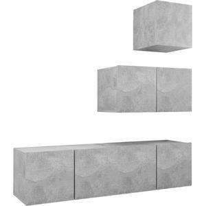 vidaXL-4-delige-Tv-meubelset-spaanplaat-betongrijs