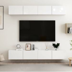 VidaXL TV-meubelen 4 st 100x30x30 cm - Spaanplaat Hoogglans Wit