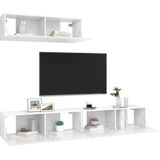 VidaXL TV-meubel 3 st. Spaanplaat Hoogglans Wit