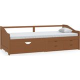 VidaXL Bedbank 3-zits met lades - Grenenhout - Honingbruin - 90x200 cm