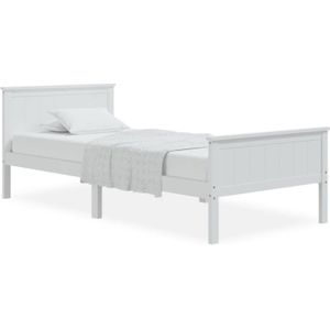 VidaXL Bedframe Massief Grenenhout Wit 100x200 cm