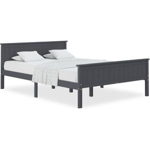 VidaXL Bedframe Massief Grenenhout Grijs 160x200 cm