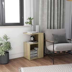 vidaXL - Bijzettafel - 36x30x56 - cm - bewerkt - hout - sonoma - eikenkleurig