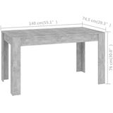 vidaXL-Eettafel-140x74,5x76-cm-spaanplaat-betongrijs