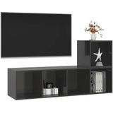 vidaXL 2-delige Tv-meubelset spaanplaat hoogglans grijs