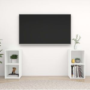 VidaXL TV-meubelen 2 st 72x35x36,5 cm - Bewerkt Hout Wit