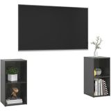 VidaXL TV-meubelen 2 st 72x35x36,5 cm - Spaanplaat Hoogglans Grijs
