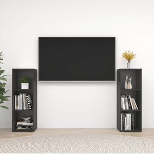 vidaXL Tv-meubelen 2 st 107x35x37 cm spaanplaat grijs