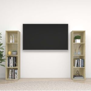 vidaXL Tv-meubelen 2 st 142,5x35x36,5 cm spaanplaat sonoma eikenkleur