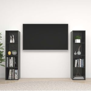vidaXL Tv-meubelen 2 st 142,5x35x36,5 cm spaanplaat hoogglans grijs