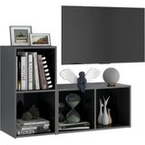 vidaXL TV-Schränke 2 Stk. Hochglanz-Grau 72x35x36,5 cm Holzwerkstoff