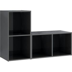 vidaXL TV-Schränke 2 Stk. Hochglanz-Grau 72x35x36,5 cm Holzwerkstoff