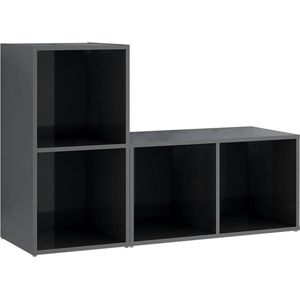 vidaXL - Tv-meubelen - 2 - st - 72x35x36,5 - cm - bewerkt - hout - hoogglans - grijs