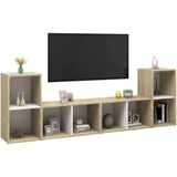 vidaXL Tv-meubelen 4 st 72x35x36,5 cm bewerkt hout wit sonoma eiken