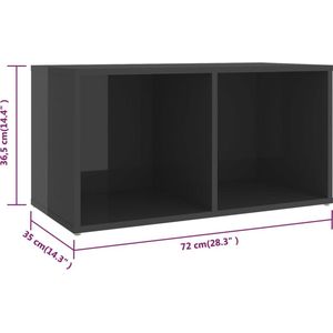 vidaXL Tv-meubelen 4 st 72x35x36,5 cm spaanplaat hoogglans grijs