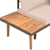vidaXL 4-delige Loungeset - Massief Acaciahout - Met Kussens - Buiten