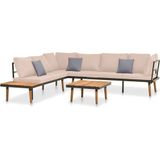 vidaXL 4-delige Loungeset - Massief Acaciahout - Met Kussens - Buiten