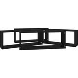 Wandplanken - Zwart - Bewerkt Hout - Set van 4