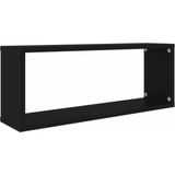 Wandplanken - Zwart - Bewerkt Hout - Set van 4