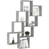 Kubus Wandschap - Betongrijs - Bewerkt Hout - 90x15x119 cm