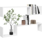 vidaXL Wandschappen 2 st 100x15x20 bewerkt hout wit