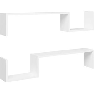 Wandschap 36x16x90 cm bewerkt hout hoogglans wit