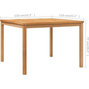 VidaXL Tuintafel 110x110x77 cm - Massief Teakhout