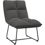 VidaXL Loungestoel Metalen Frame Fluweel Donkergrijs