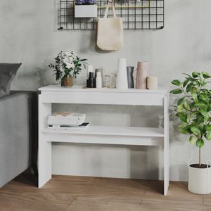 vidaXL - Wandtafel - 102x30x80 - cm - bewerkt - hout - wit