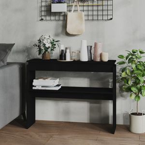 vidaXL - Wandtafel - 102x30x80 - cm - bewerkt - hout - zwart