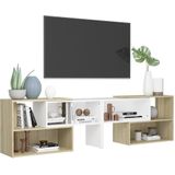 VidaXL TV-meubel 149x30x52 cm Spaanplaat Wit en Sonoma Eikenkleurig
