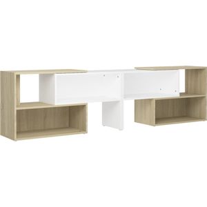 VidaXL TV-meubel 149x30x52 cm Spaanplaat Wit en Sonoma Eikenkleurig