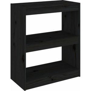 VidaXL Boekenkast/Kamerscherm 60x30x71,5 cm Massief Grenenhout Zwart