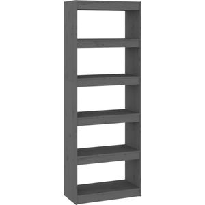 VidaXL Boekenkast/Kamerscherm 60x30x167,5 cm Massief Grenenhout Grijs