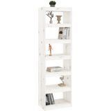 vidaXL Bücherregal/Raumteiler Weiß 60x30x199,5 cm Massivholz Kiefer