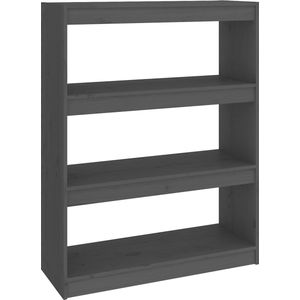 vidaXL Boekenkast kamerscherm grijs 80x30x103,5 cm massief grenen hout - 808190