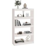 vidaXL-Boekenkast/kamerscherm-80x30x135,5-cm-massief-grenenhout-wit