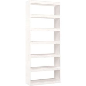 vidaXL-Boekenkast/kamerscherm-80x30x199,5-cm-massief-grenenhout-wit