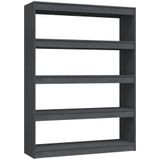 VidaXL Boekenkast/Kamerscherm 100x30x135,5 cm Massief Grenenhout Grijs