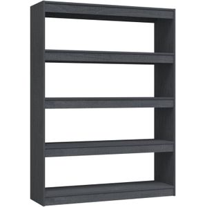 VidaXL Boekenkast/Kamerscherm 100x30x135,5 cm Massief Grenenhout Grijs