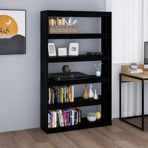 vidaXL Boekenkast - Zwart - Massief Grenenhout - 100x30x167,5 cm