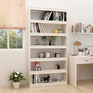 vidaXL Boekenkast - Wit - Massief Grenenhout - 100x30x200 cm