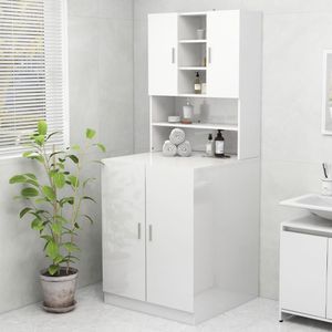 vidaXL - Wasmachinekast - 70,5x25,5x90 - cm - hoogglans - wit